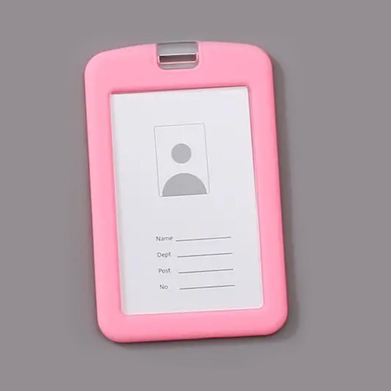 Premium Silicone ID Card Holder-Pink with Logo